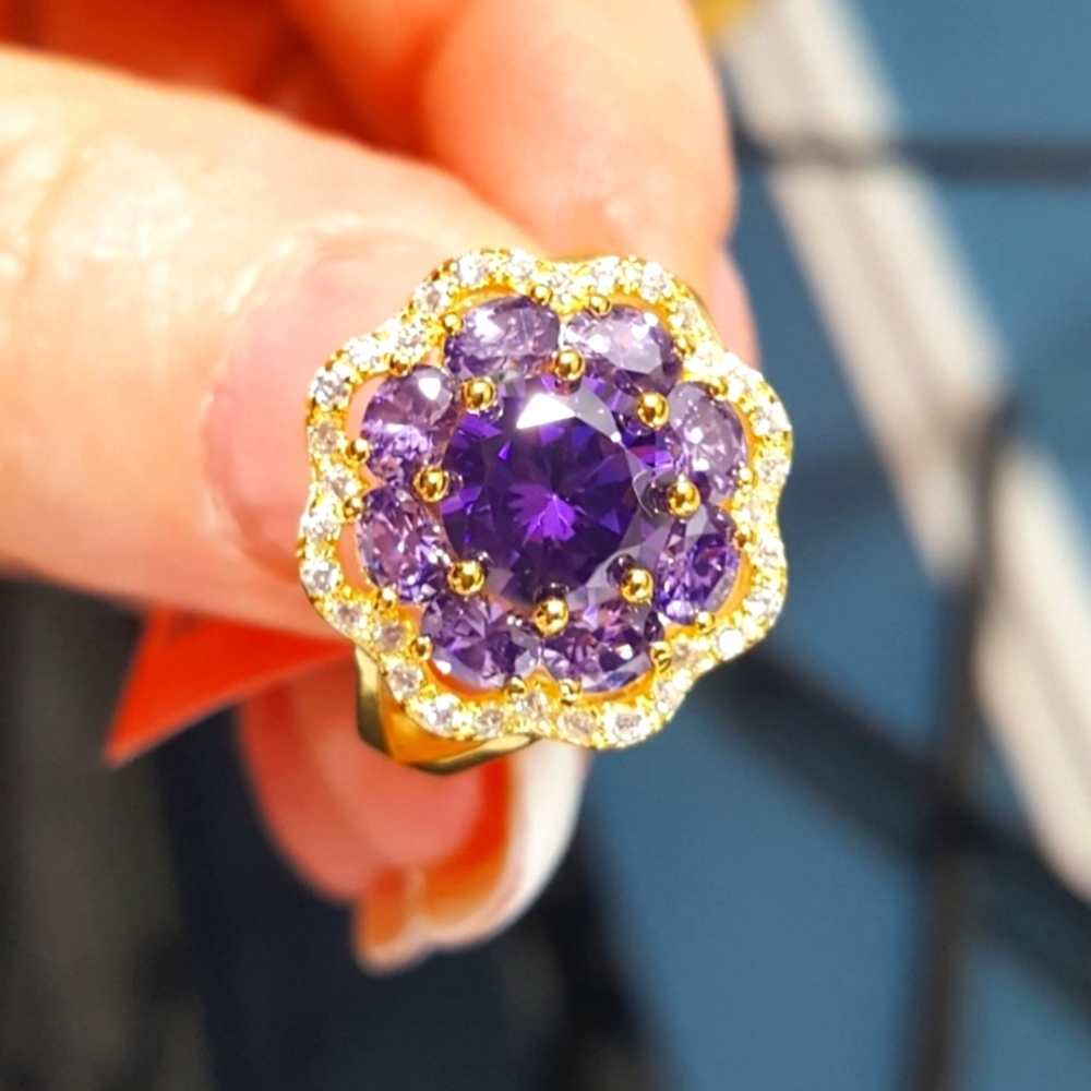 925 Amethyst Flower Ring
